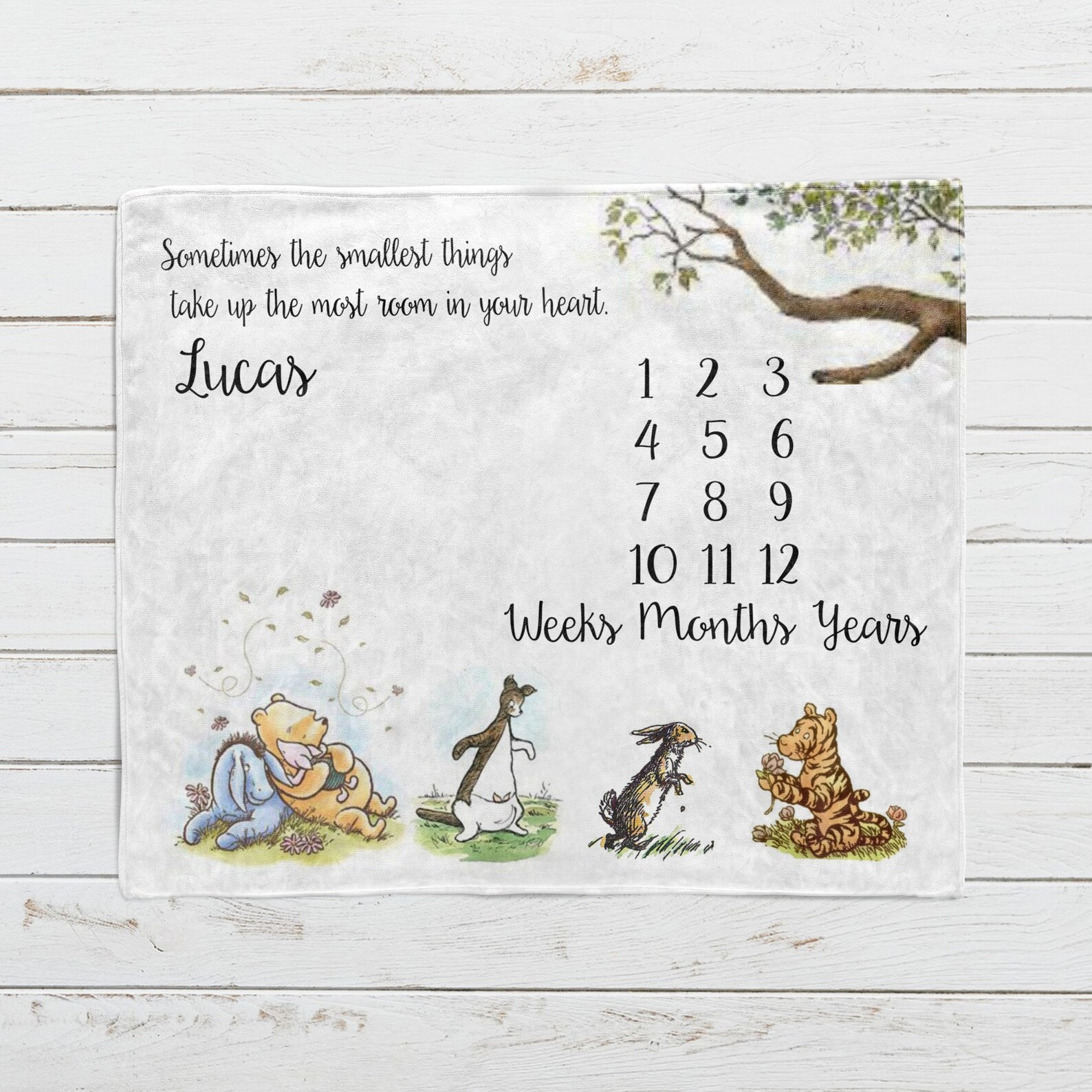 Classic Winnie the Pooh Blanket Monthly Milestone Blanket Etsy