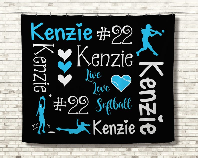 Gift for Girls Personalized Softball Blanket Sports Gift Custom Blanket Softball Blanket Personalized Blanket Team Spirit Blanket