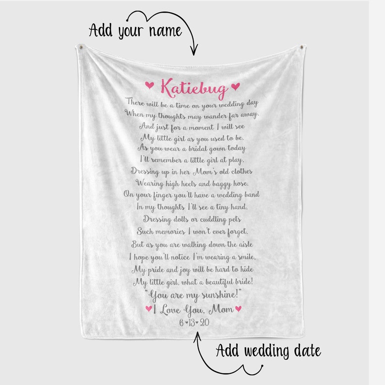 Custom Poem Blanket Brides Blanket Personalized Blanket Etsy