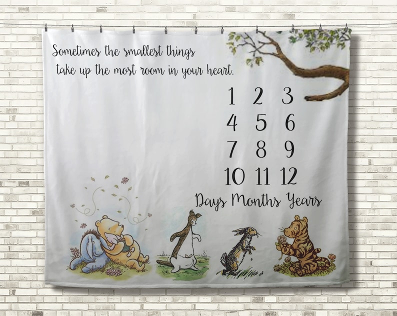 Classic Winnie the Pooh Blanket Monthly Milestone Blanket Etsy