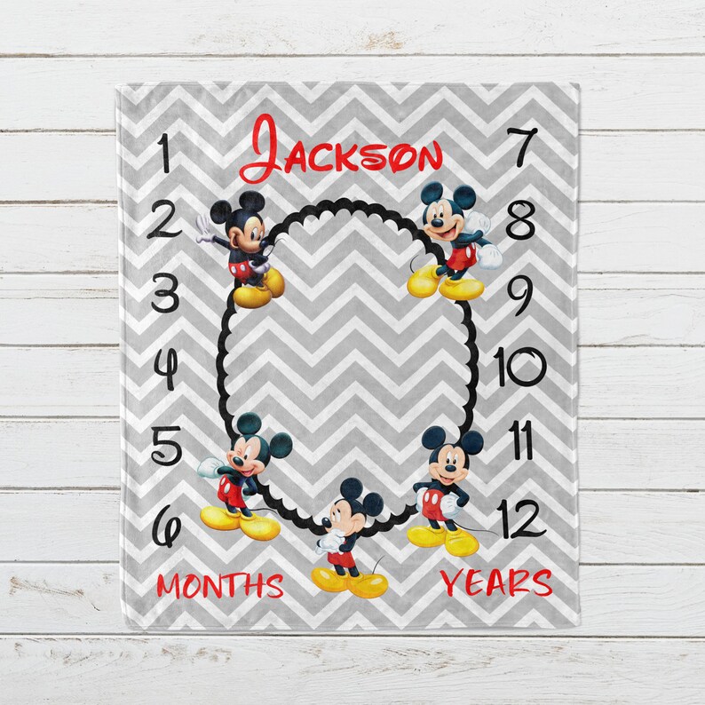 Baby Milestone Blanket Mickey Mouse Blanket Baby Blanket Etsy