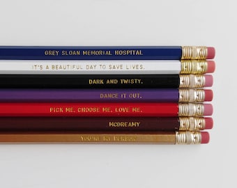 Greys Anatomy Engraved Pencil Set Youre My Person Nurse Gift Gold Foil Pencil Set Engraved Pencils Funny Pencils Gift for Nurse Student Gift