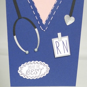 33-Nurse Uniform Scrubs RN Stethescope Heart Card, You're the Best Card, Choose Greeting, Congratulations, Birthday, Retirement, Thank You image 1