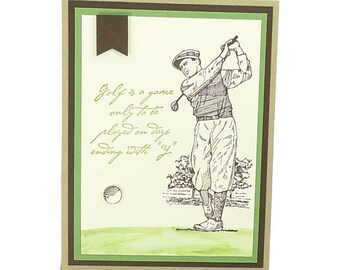 68-Golfer Birthday or Father's Day Card, Easel Card, On the Green Vintage, Sports, Athletic, Swing, Club, Play Golf, Golf Course, Ball