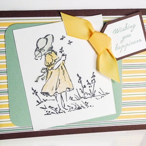 6-Biglietto fatto a mano con 6 auguri di felicità, biglietto di auguri per bambina a piedi nudi, biglietto il meglio deve ancora essere, biglietto per cappello da sole e vestito con fiocco