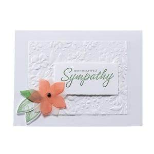 178-Sympathy, Flower, Orange, Green, Embossed, Comfort, Peace, Caring, Friends, Grief, Mourning, Loss, Loved One, Family, Friend, Co-Worker