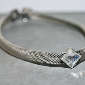 Elegant 80s choker, silver with crystal by Anna Valerie Adolf Collier Vintage