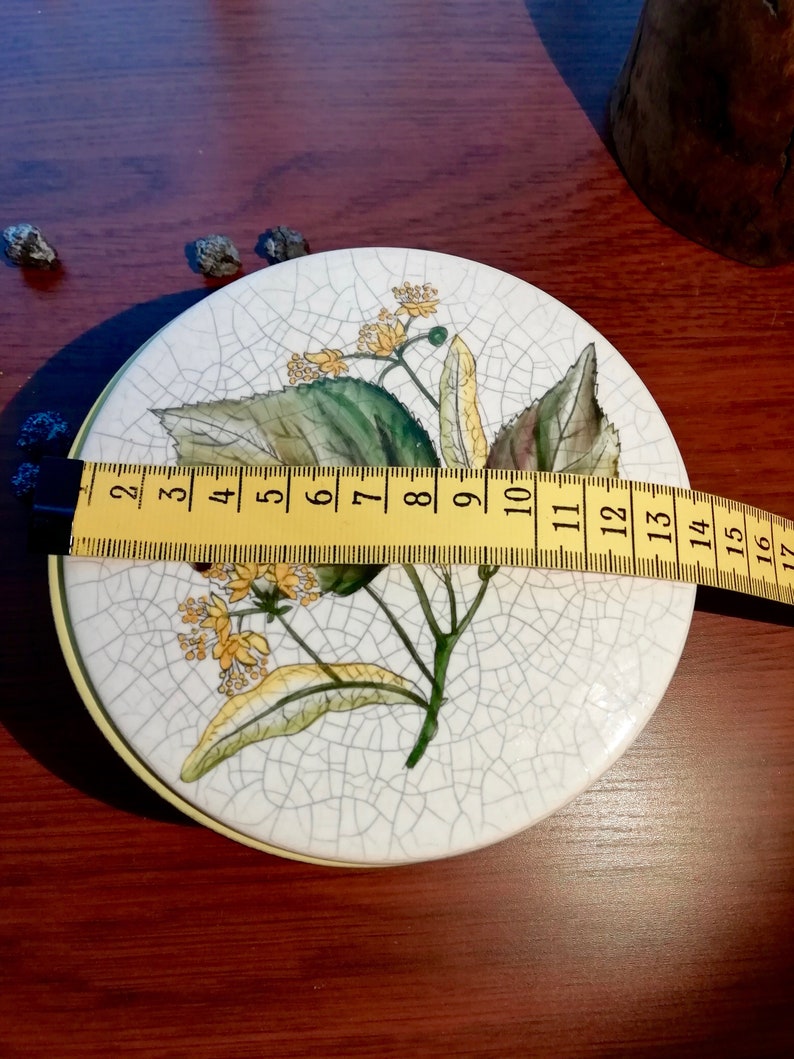 German Lime Blossom ceramic tin with two levels and lid Cookie Jar
