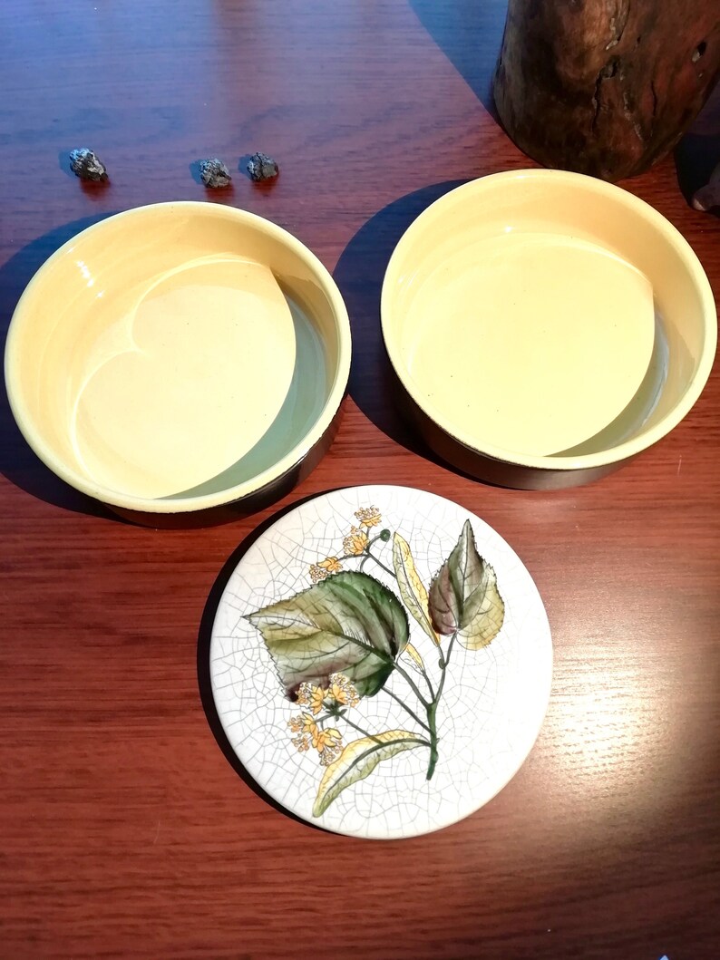 German Lime Blossom ceramic tin with two levels and lid Cookie Jar