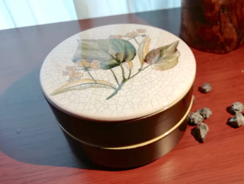 German Lime Blossom ceramic tin with two levels and lid Cookie Jar