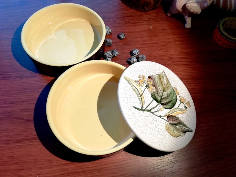 German Lime Blossom ceramic tin with two levels and lid Cookie Jar