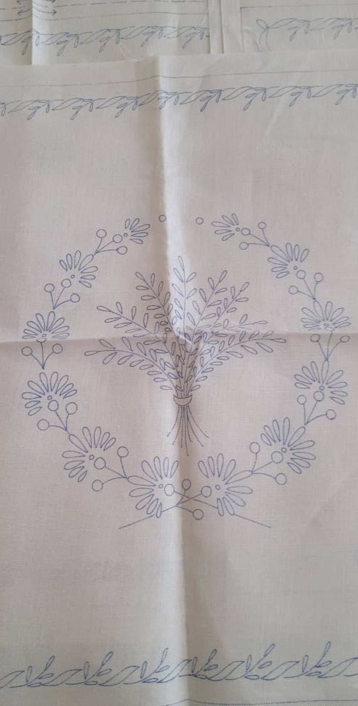 Stamped Floral Bed Linens to Hand Embroider/12 Quilt Squares Etsy