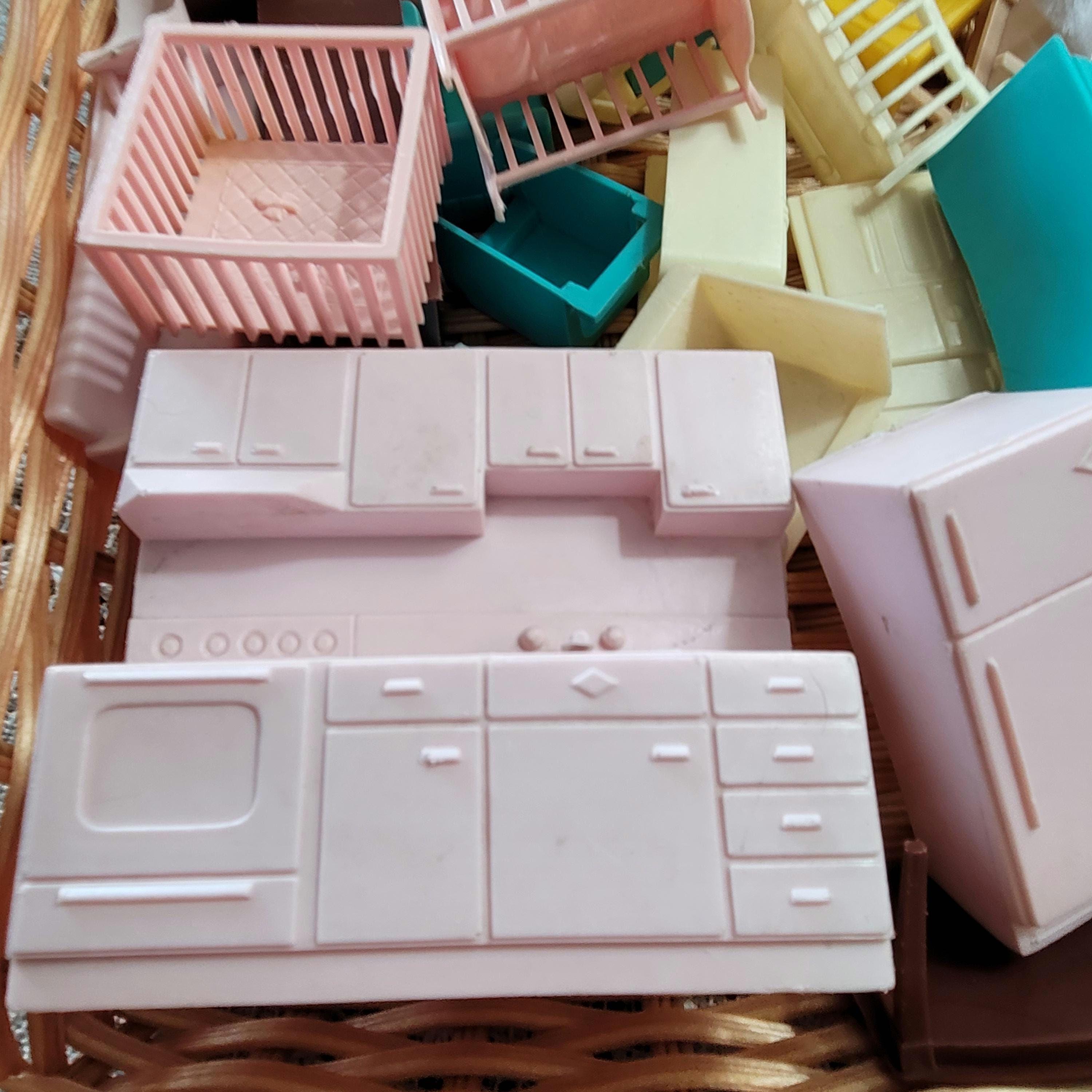 Plastic Vintage Dollhouse Furnishings, (26) Pieces, (1) Baby