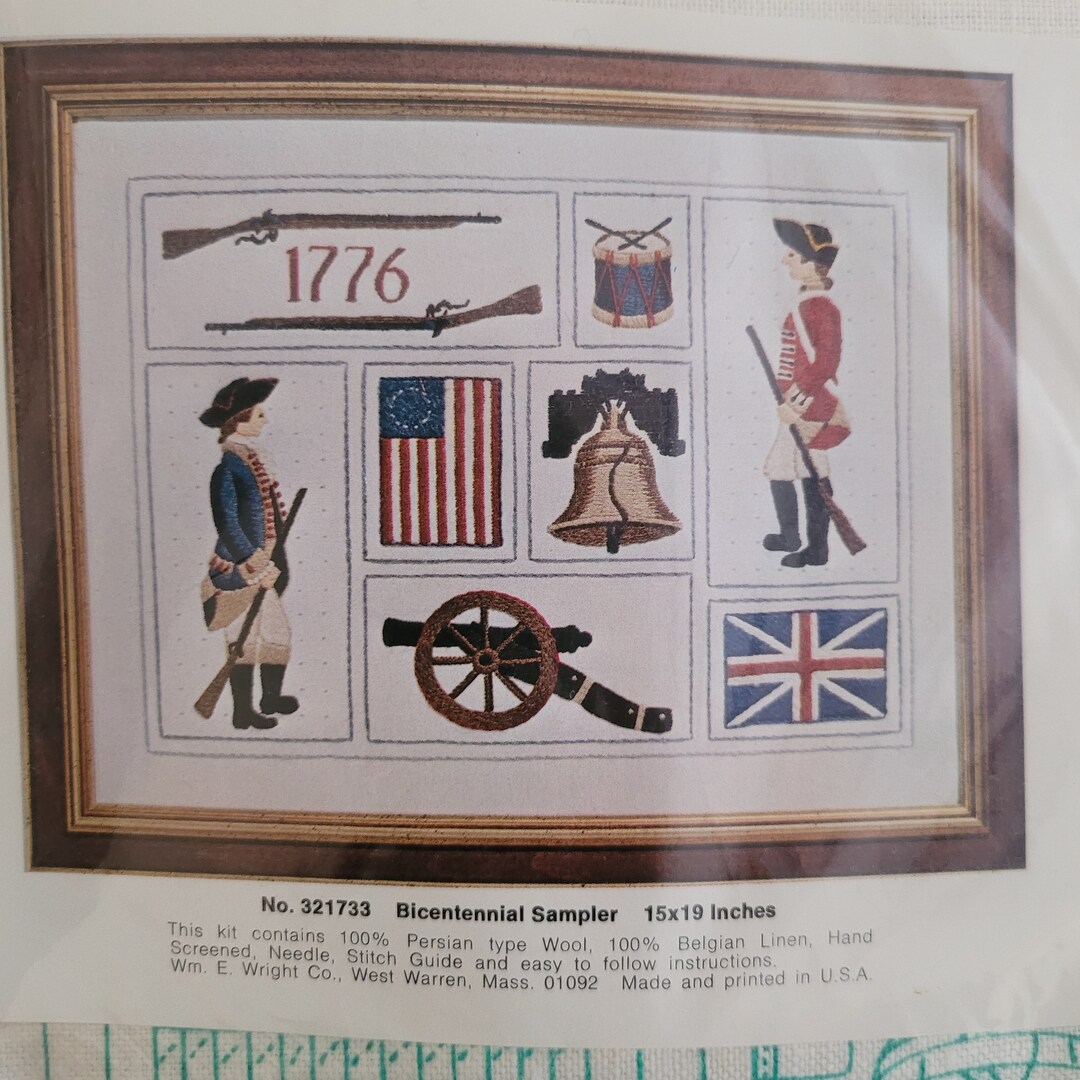 Crewel Kit Bicentennial Sampler, Vintage Handwork, William E. Wright Co ...