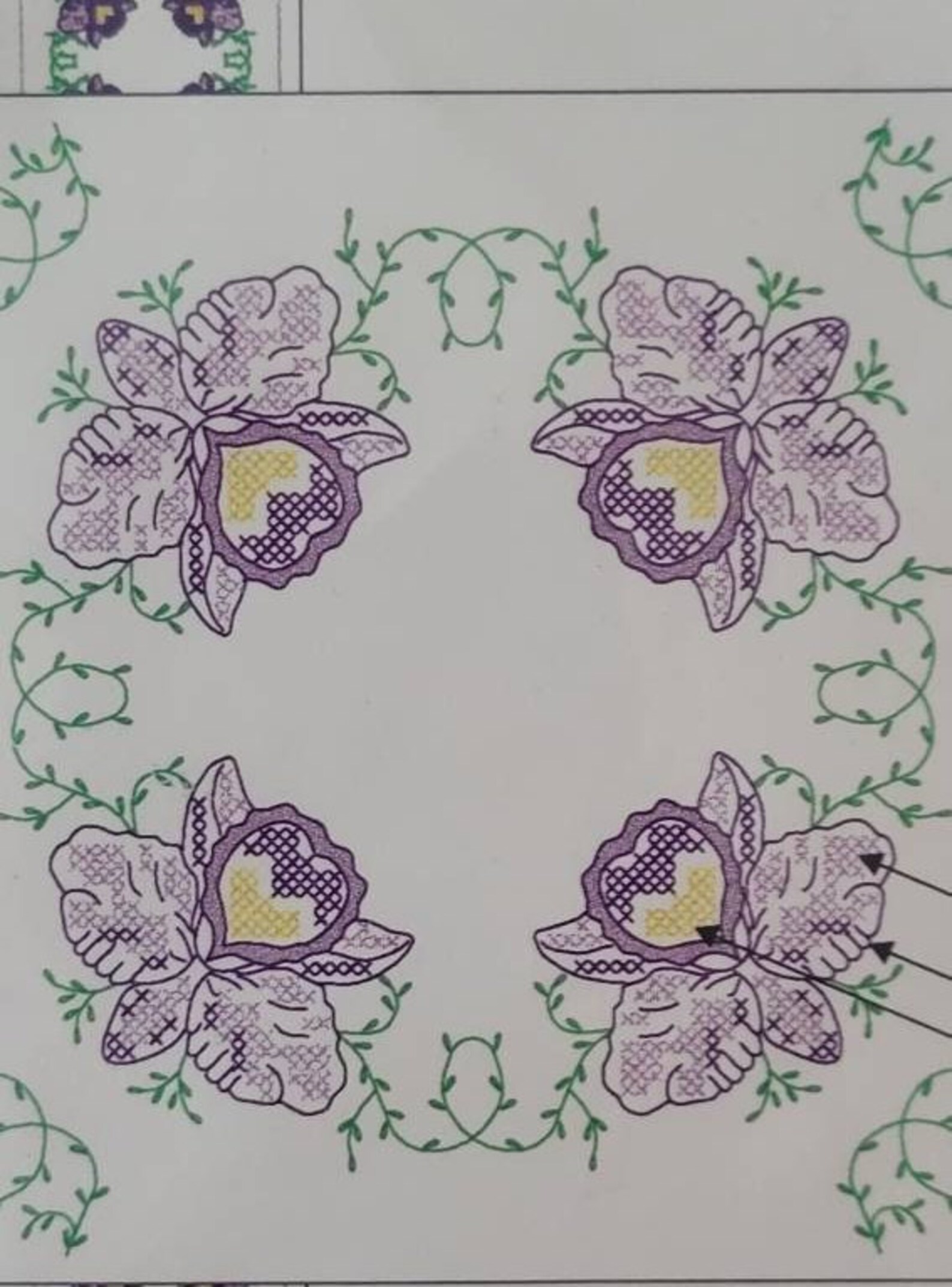 Stamped Quilt Blocks to Embroider/orchids & Vines/2 Packages Etsy
