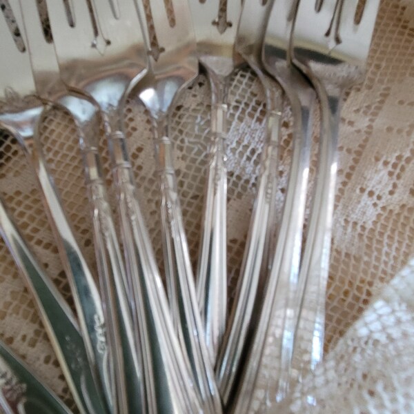 Vintage Silverplate (10) Dessert Forks, Three Patterns Lightly Polished, Community Plate, Tudor, Peerless, Oneida Community, Mix & Match