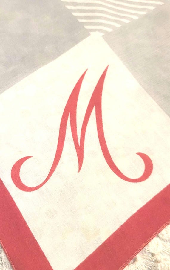 Vintage Cotton Handkerchief Set: Initial M, Embro… - image 2