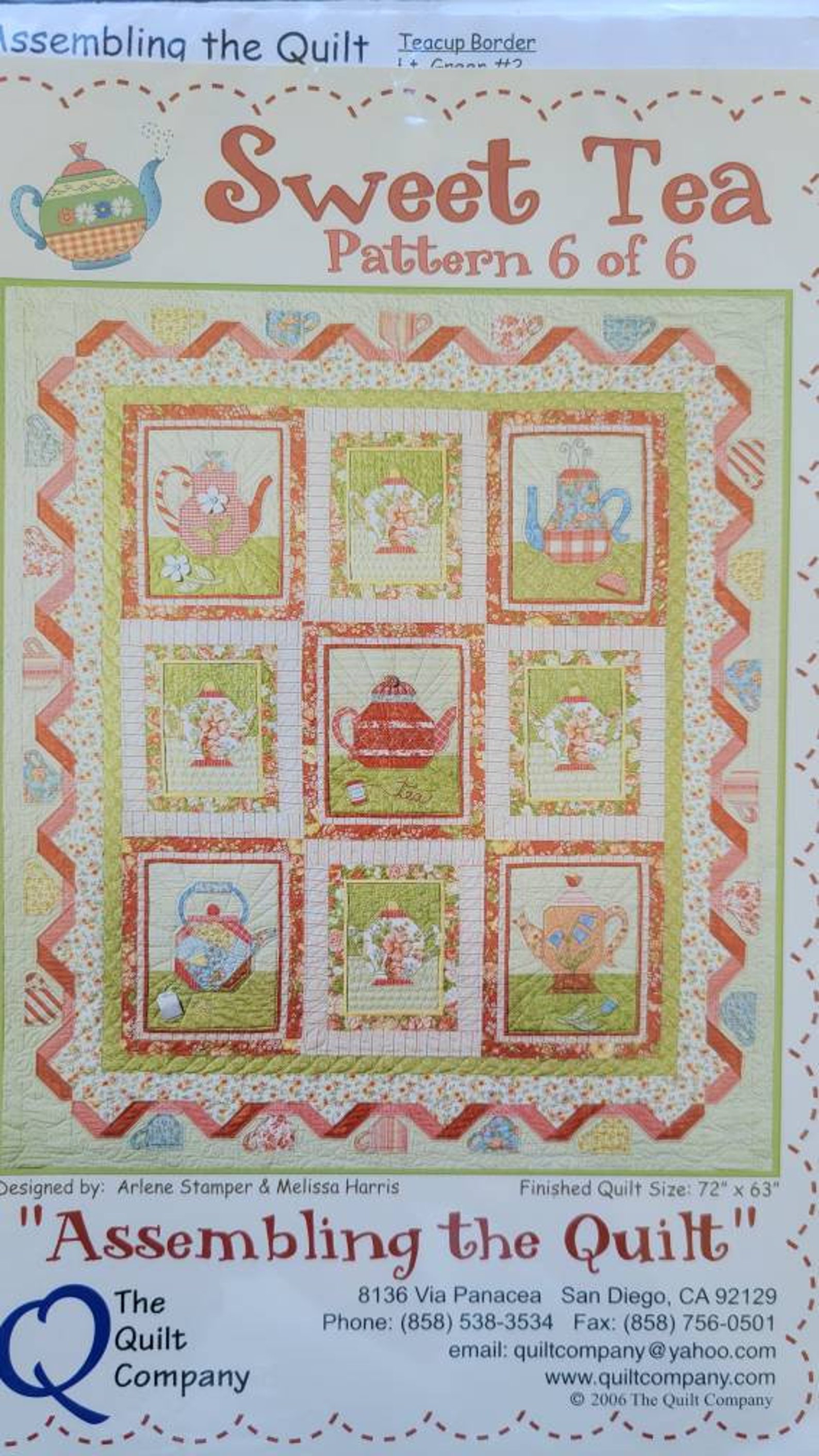 Sweet Tea Quilt Pattern the Quilt Co. Set of 6 Sweet Tea Etsy