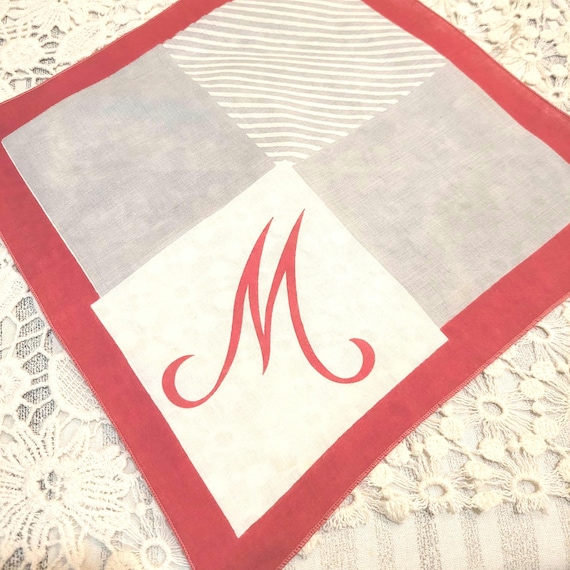 Vintage Cotton Handkerchief Set: Initial M, Embro… - image 1