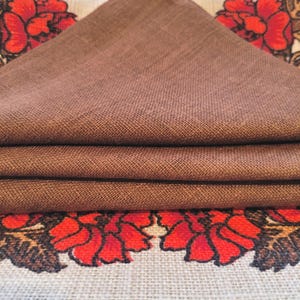 Vintage Old Bleach Irish Linen (6) Place Settings, Woven Screen Printed Floral Placemats & Solid Napkins, MCM, Made in Ireland