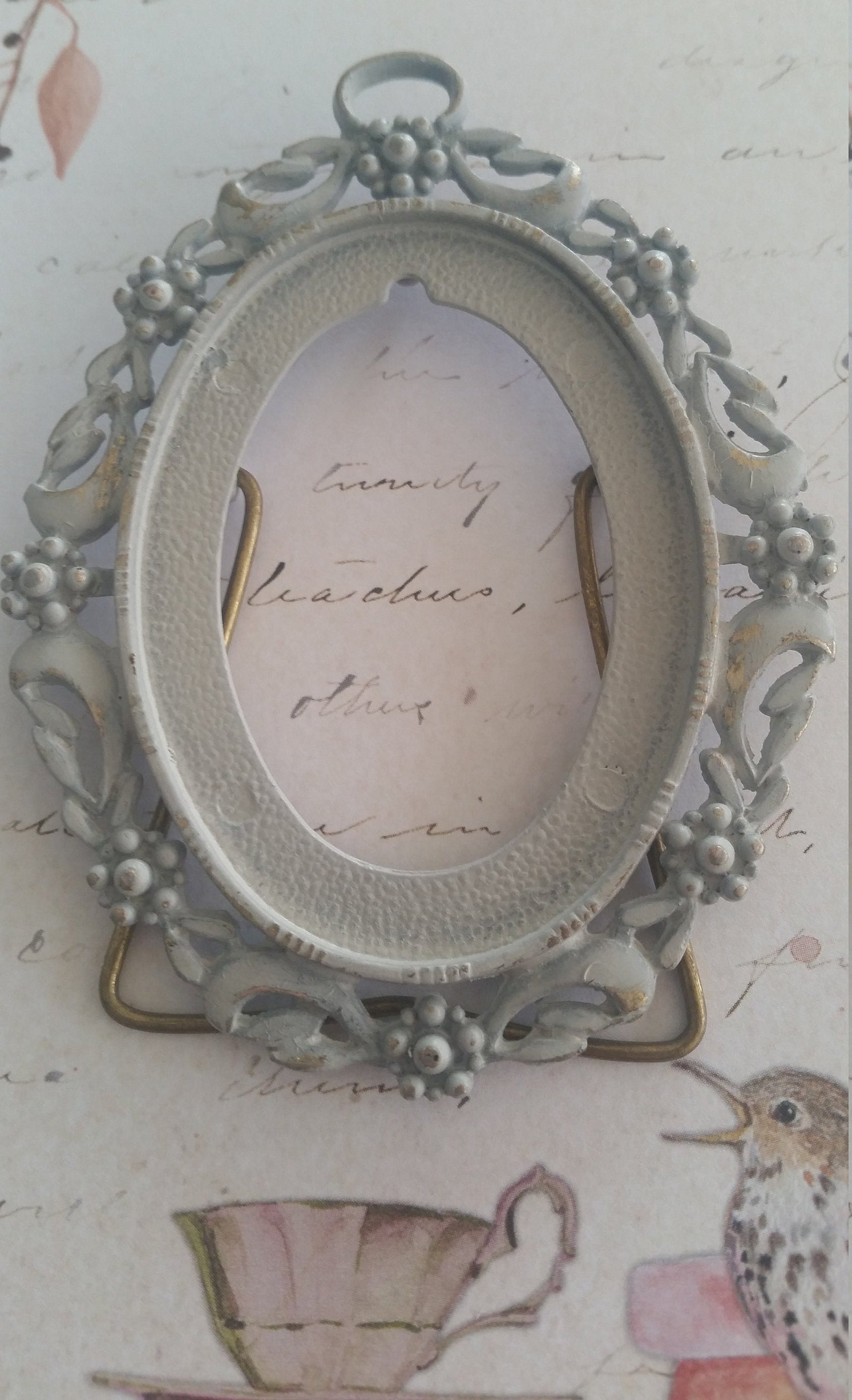 Oval Metal Stitchery Frames 2 Gray Vintage Metal Frames 2 Etsy