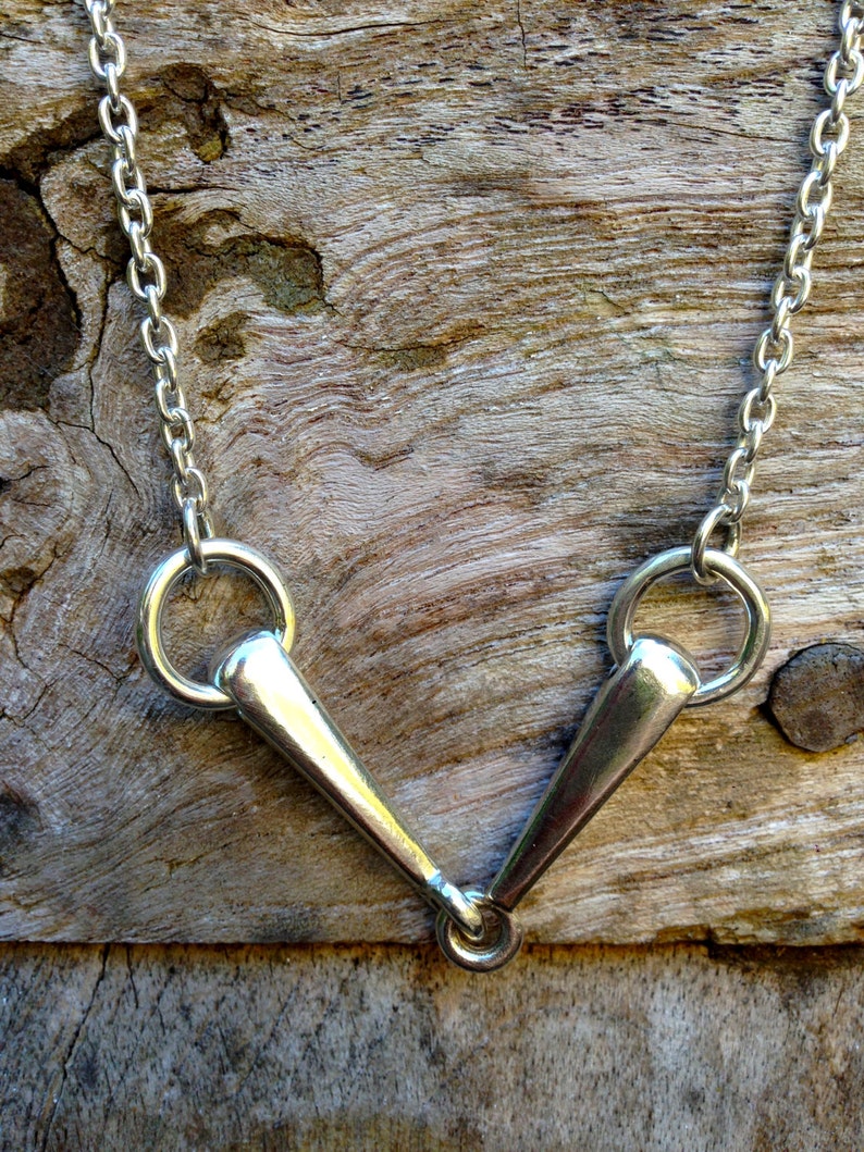 Solid Link Sterling Silver horse Bit Necklace 16 in Length Etsy