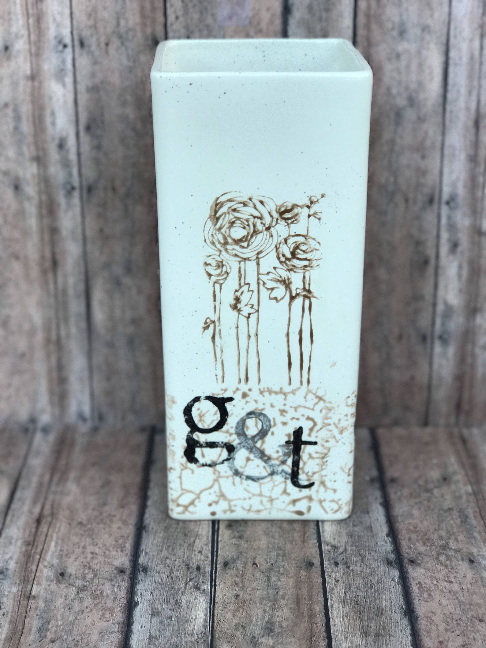 Personalized Ceramic Vase With Initials and Wedding Date. Etsy