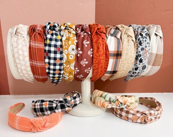 Fall Top Knot Headband, Cotton Headband, Boho Headband, Womens Headband, Turban Headband