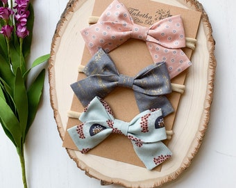 Pink Rainbow Pinwheel Bow, Pigtail Set, Pigtail Bow Set, Girls Hair Bows, Baby Bows, Baby Headbands, Handmade Bows
