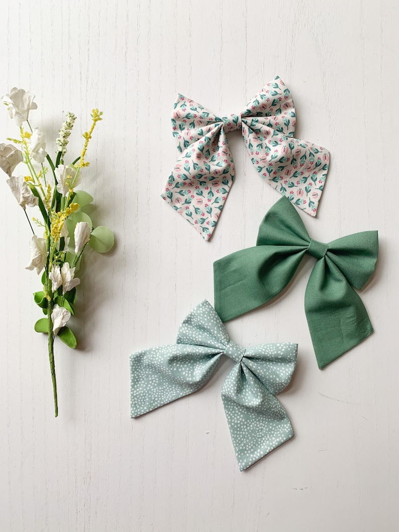 Baby Headbands Mint Flower Sailor Bow Baby Bows Girls Hair Bows Handmade Bows
