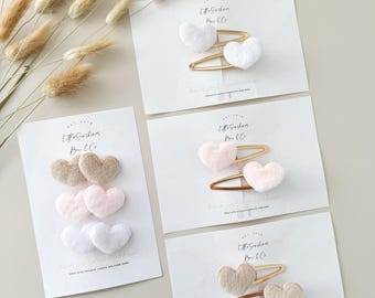 Plushy Heart Hair Clips, Hair Clips, Hair Accessories