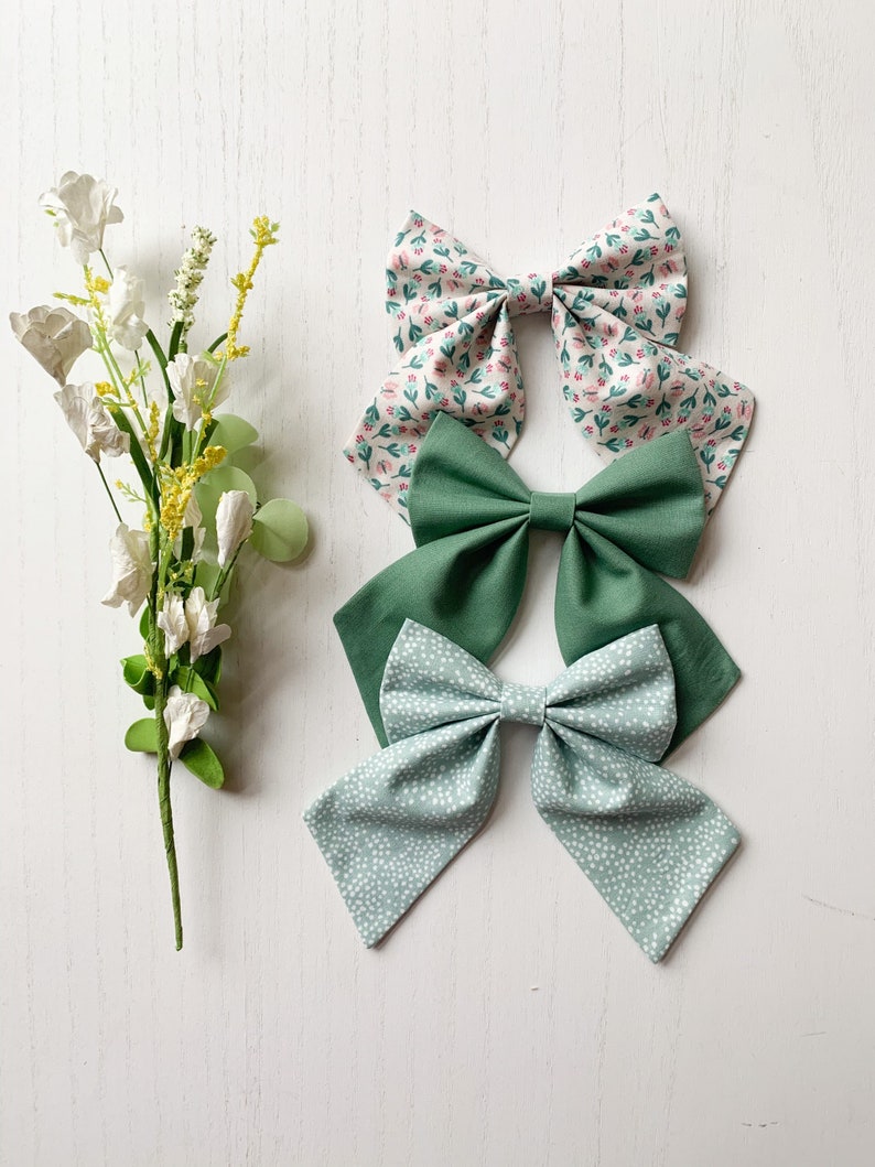 Baby Headbands Mint Flower Sailor Bow Baby Bows Girls Hair Bows Handmade Bows