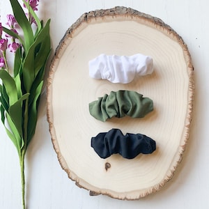 Olive, Black & White French Barrette, Scrunchie French Barrette, French Barrette Scrunchie Clips, Fabric Scrunchie Barrettes