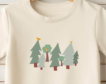 Forest Trees Toddler Shirt : Nature Illustration, Outdoor Adventure Shirt Natural Cotton Tee Toddler Gift for Boy or Girl