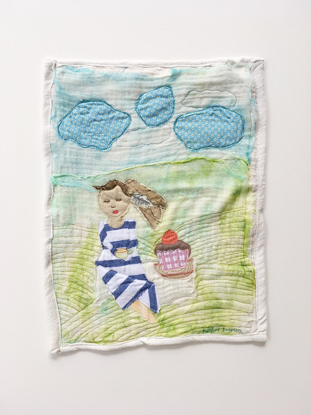 Quilted Wall Hanging Textile Wall Art Cozy Nursery Decor Whimsical ... - Hand-Embroidered Textile Wall Decor For Nursery