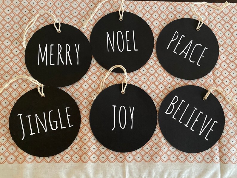 Rae Dunn Inspired Christmas Ornaments Set of 6 Etsy