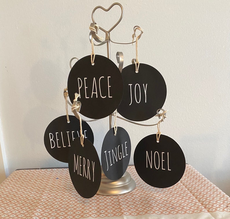 Rae Dunn Inspired Christmas Ornaments Set of 6 Etsy