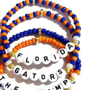 Florida Gator-armbanden/Gators/Florida Gators/The Swamp/kralenarmbanden/Chomp/gepersonaliseerde armbanden/Word-armbanden/Florida Gameday-kleding
