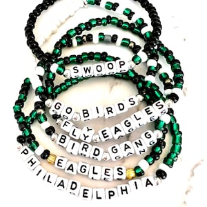 Pulseras de los Philadelphia Eagles/Pulseras personalizadas/Fly Eagles/Go Birds/Bird Gang/Swoop/Philadelphia Eagles/Gameday/Philadelphia Football