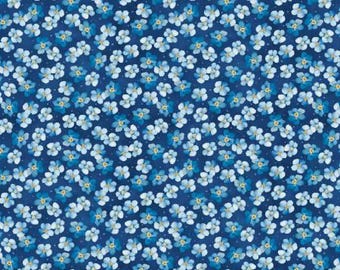 Dark Blue Small Floral 44" fabric by Wilmington, 33903-448, Blue Harmony,  100% cotton