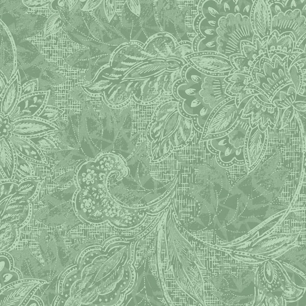 Seafoam Green Flowers 118" fabric by Oasis, 18-30811, Shadows,  100% cotton, wide quilt fabric