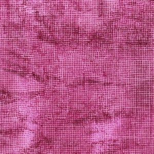 May include: A close-up view of a fabric with a grid pattern in shades of pink and magenta. The texture appears slightly distressed, with variations in color intensity creating a mottled effect. The grid lines are fine and white.