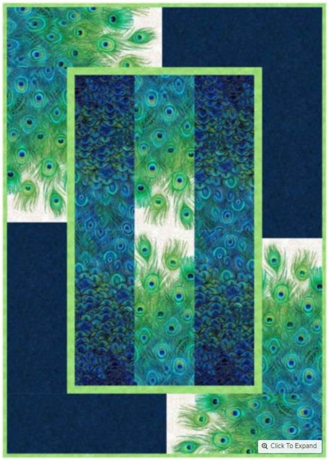 Peacock Garden With Blue Background Quilt Kit, Measures 40x57 Using