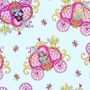 Princess Carriages 44" fabric by Henry Glass, 123-72, Once Upon a Time,  100% cotton, children fabric
