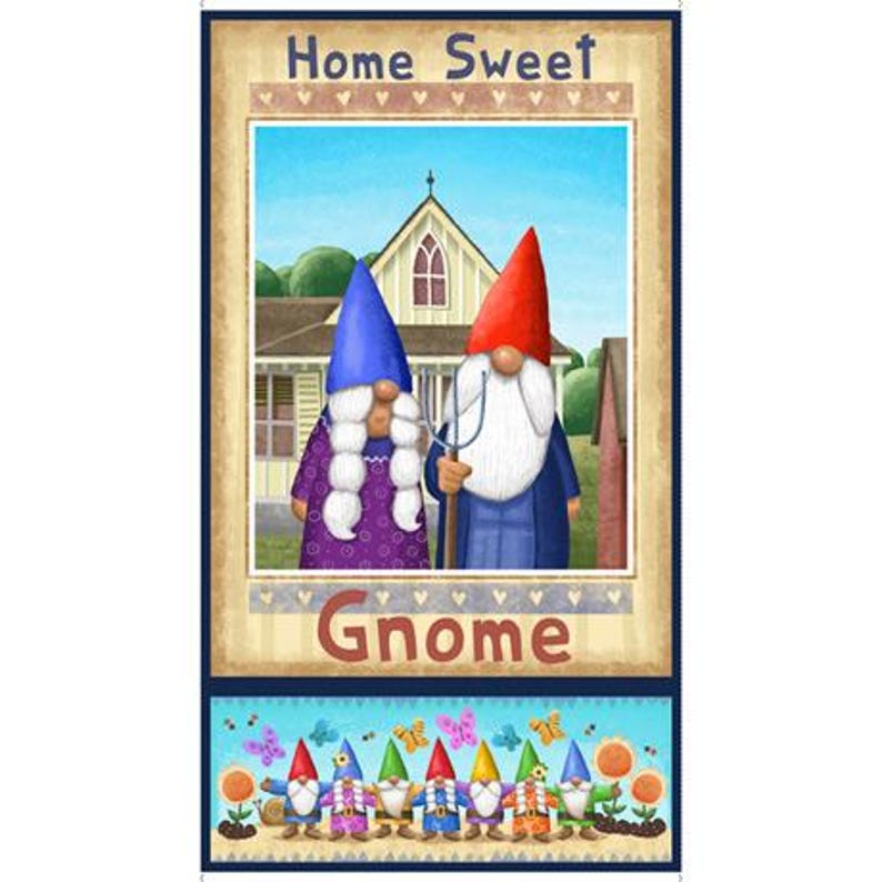 Home Sweet Gnome 24" panel by Quilting Treasures, 28241-X, 100% cotton immagine 1