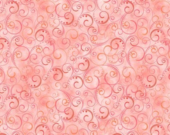 Coral Swirling Splendor 108" fabric by Kanvas - Benartex, 9705W-22,  100% cotton, wide quilt fabric