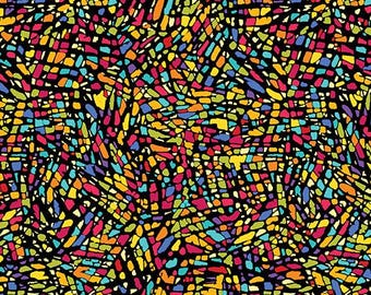 Multi color Mosaic wide backing 108" fabric by Benartex, 3316W-99,  100% cotton, wide quilt fabric