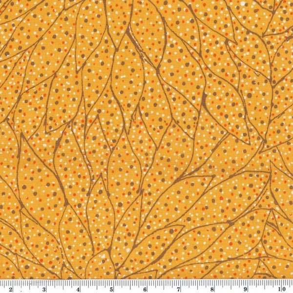 Seeds and leaves on the ground gold 44" fabric by  M&S textiles, Australian Aboriginal