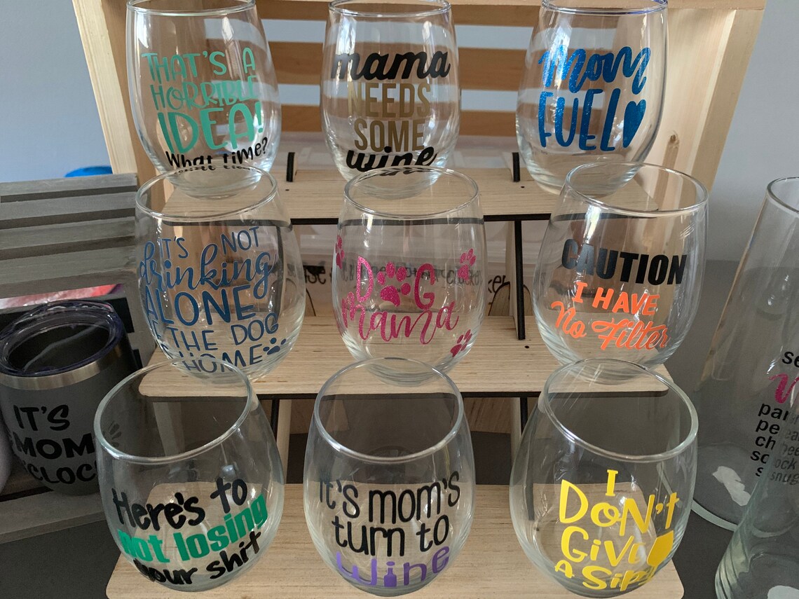 Personalized Stemless Wine Glasses Etsy