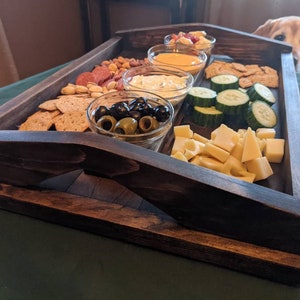 Unique Handmade Wooden Handle Craft Beer Flight Cheese Board w/Glasses. Enjoy tastings/charcuterie all-in-one. Home entertaining gift idea!